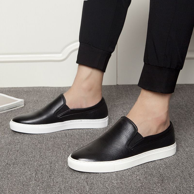 Loafers I Læder Til Mænd Afslappede Sneakers Trendy Åndbare Slip-on Herresko