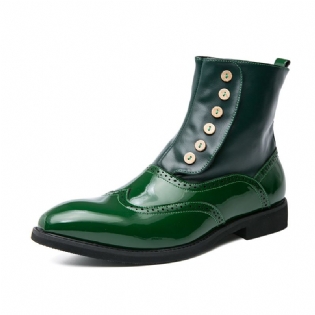 Nye Brogue-sko Korte Støvler Herremode Trendy Chelsea-støvler Til Mænd Afslappet Stor Størrelse High-top Kjole Sko