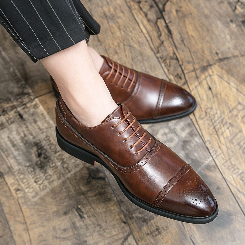 Plus Size Business Casual Oxford Sko Mænds Sorte Kjole Sko Mode Brogues Udskårne Sko Bryllup Sko