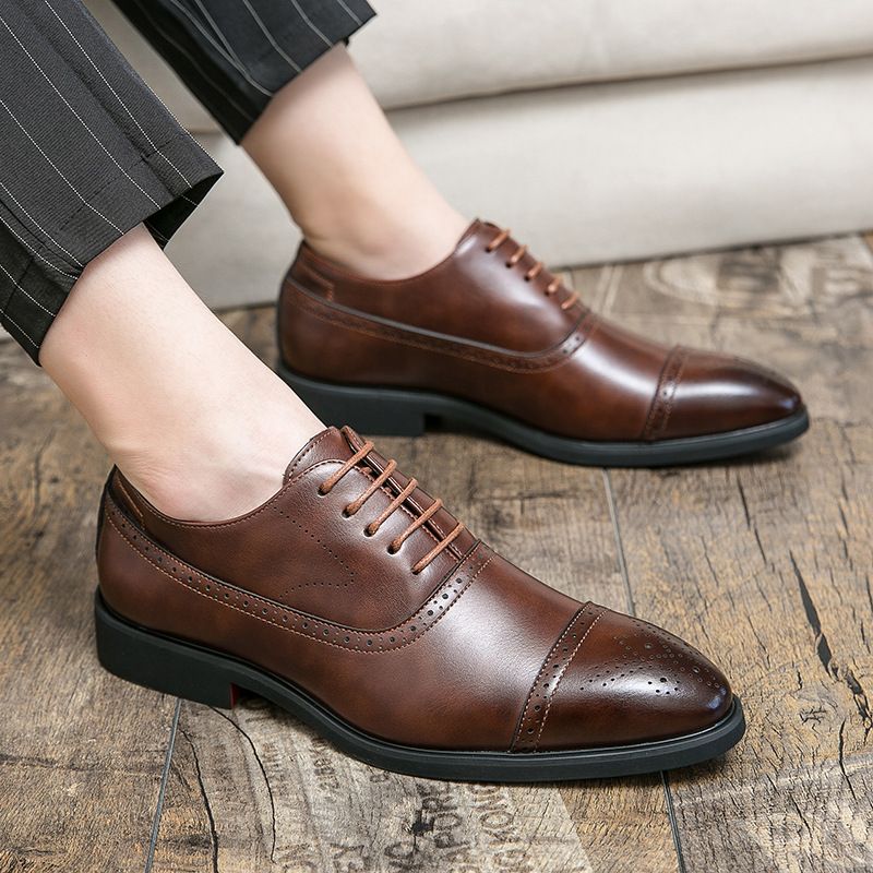 Plus Size Business Casual Oxford Sko Sort Kjole Sko Mode Brogues Udskårne Sko Bryllup Sko