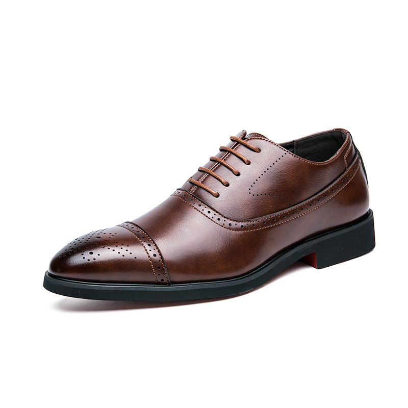 Plus Size Business Casual Oxford Sko Sort Kjole Sko Mode Brogues Udskårne Sko Bryllup Sko