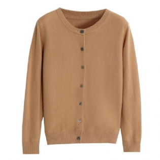 Rundhalset Strikket Sweater Løs Kort Top Cardigan Frakke Damer