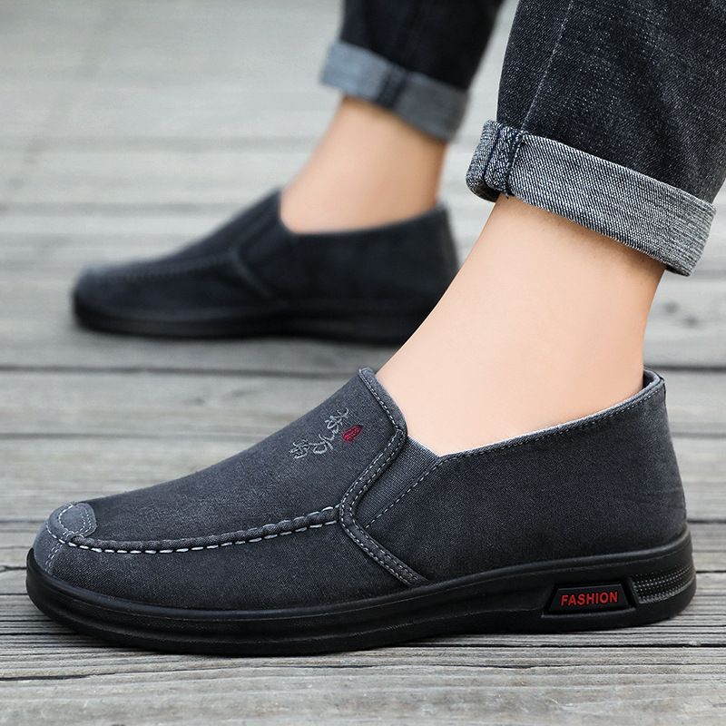 Sko Herre 2023 Nye Herresko Åndbare Slip-on Lærred Sko Blød Bund Fritidssko Trendy Ærter Sko