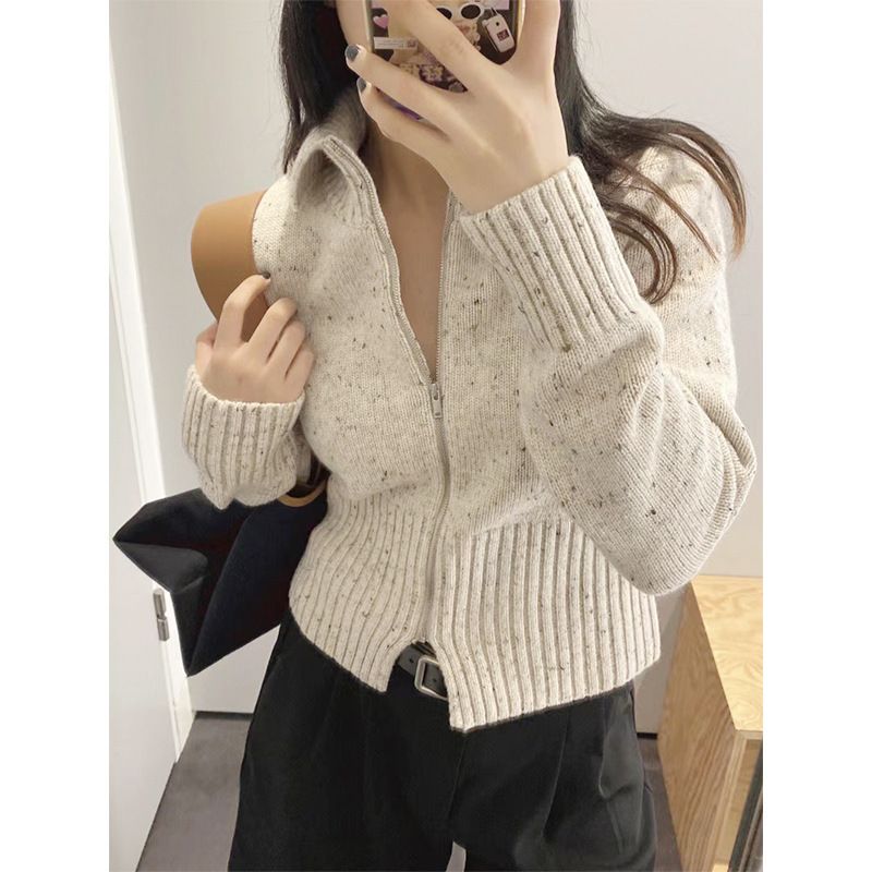 Slim Fit Cropped Wool Jacket Dame Beige 2023 Casual Toppe