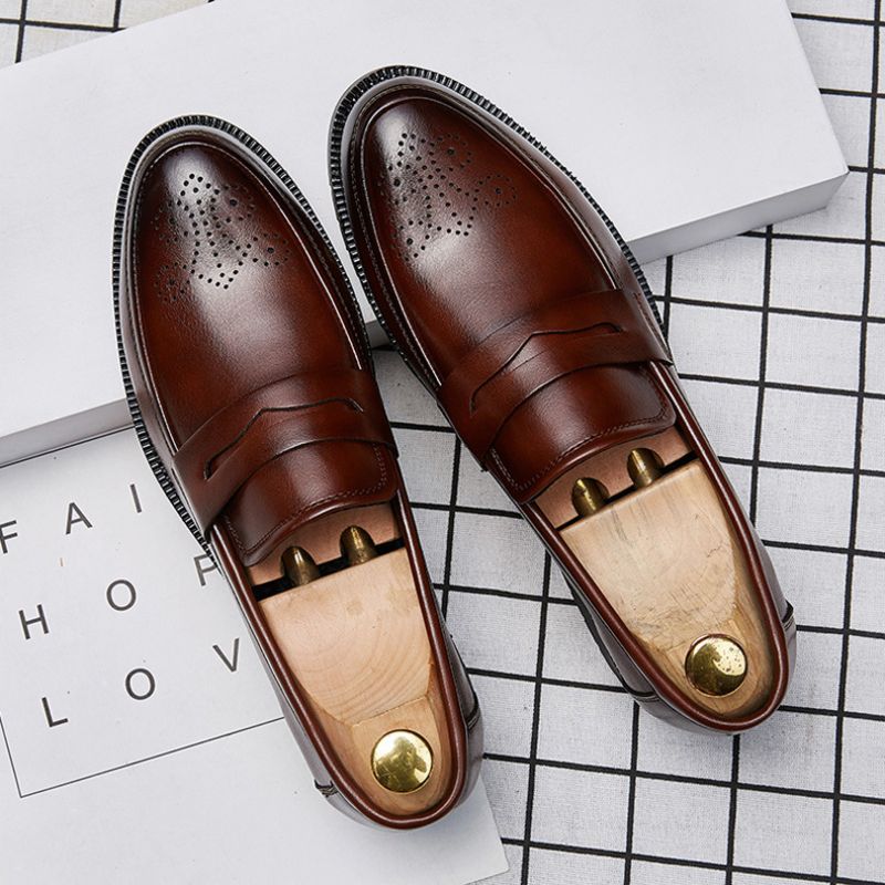 Spring Plus Size Loafers Mænd 2020 Brogue Sko Tyk Bund Herresko Tyk