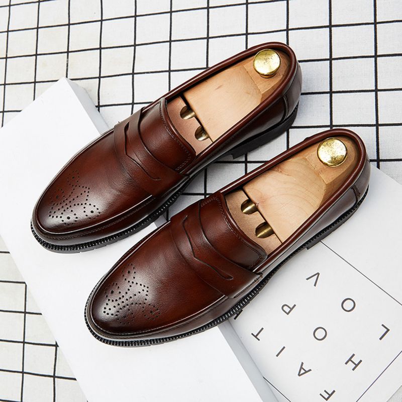 Spring Plus Size Loafers Mænd 2020 Brogue Sko Tyk Bund Herresko Tyk