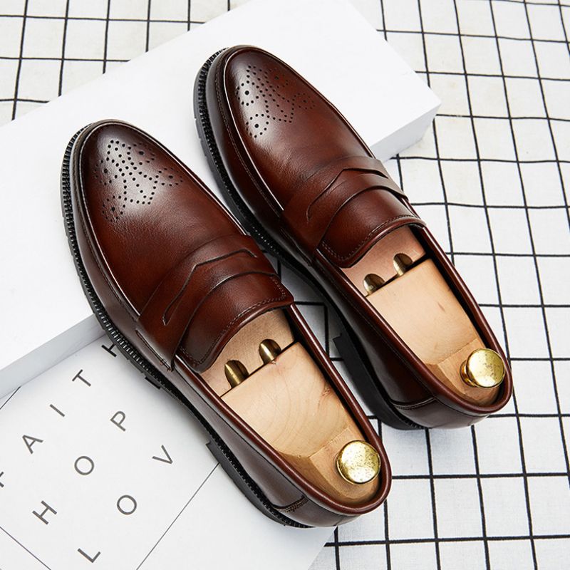 Spring Plus Size Loafers Mænd 2020 Brogue Sko Tyk Bund Herresko Tyk