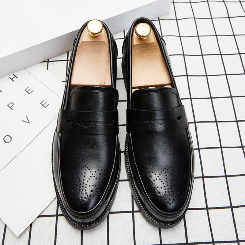 Spring Plus Size Loafers Mænd 2020 Brogue Sko Tyk Bund Herresko Tyk