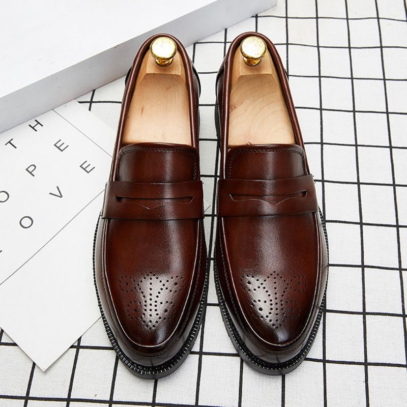 Spring Plus Size Loafers Mænd 2020 Brogue Sko Tyk Bund Herresko Tyk