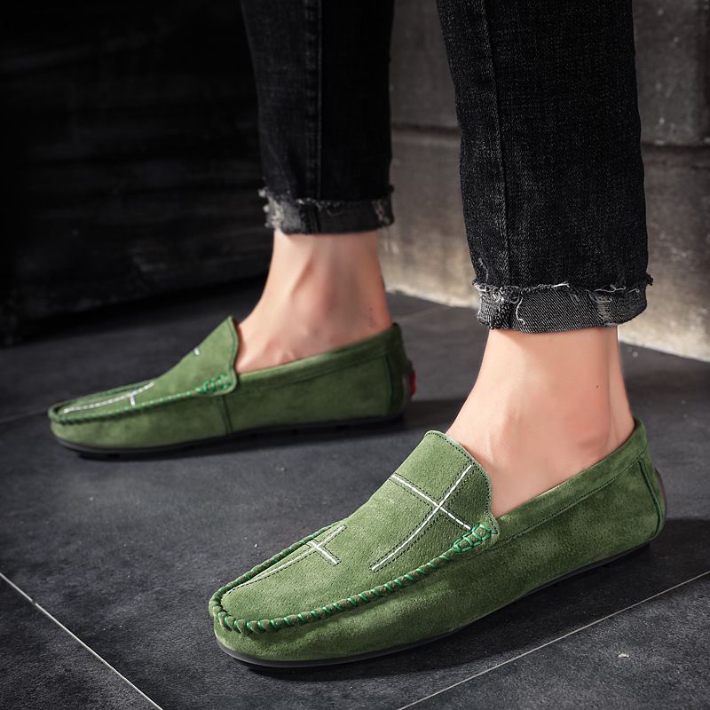 Stor Størrelse Slip-on Loafers Læder Ærter Sko Afslappet Trendy Herresko Retro Køresko Ny