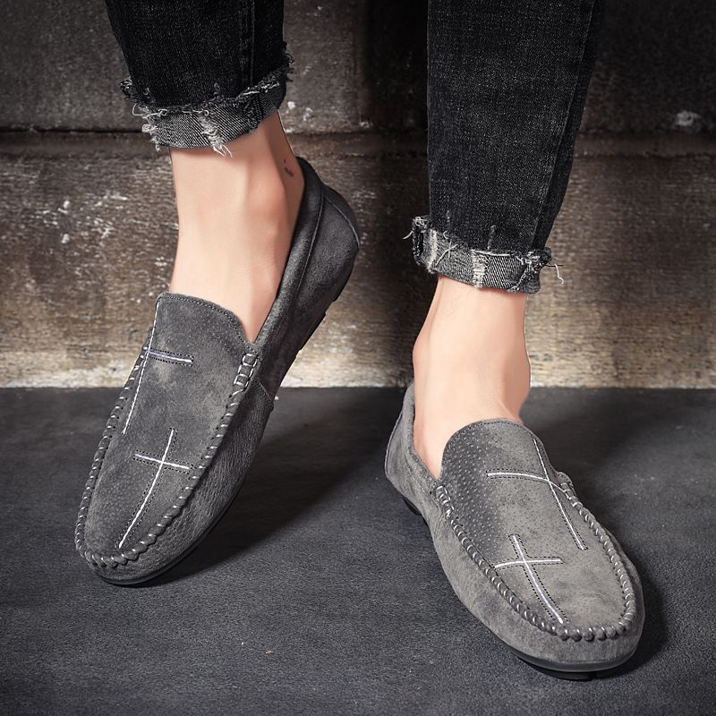 Stor Størrelse Slip-on Loafers Læder Ærter Sko Afslappet Trendy Herresko Retro Køresko Ny