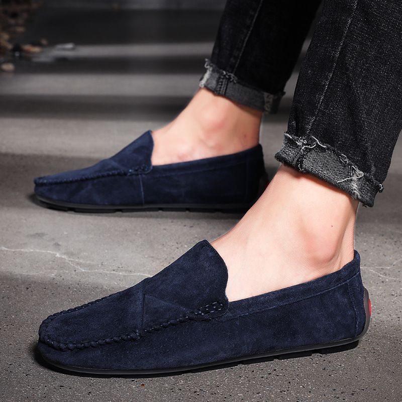 Stor Størrelse Slip-on Loafers Læder Ærter Sko Afslappet Trendy Herresko Retro Køresko Ny