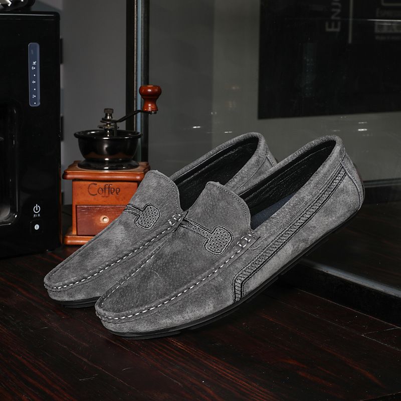 Stor Størrelse Slip-on Loafers Læder Ærter Sko Afslappet Trendy Herresko Retro Køresko Ny