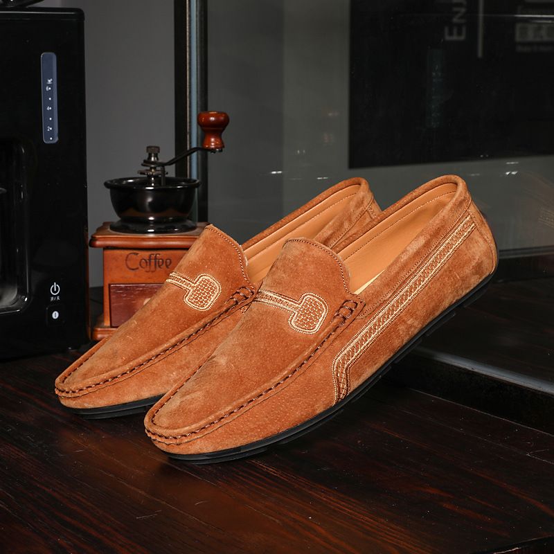 Stor Størrelse Slip-on Loafers Læder Ærter Sko Afslappet Trendy Herresko Retro Køresko Ny