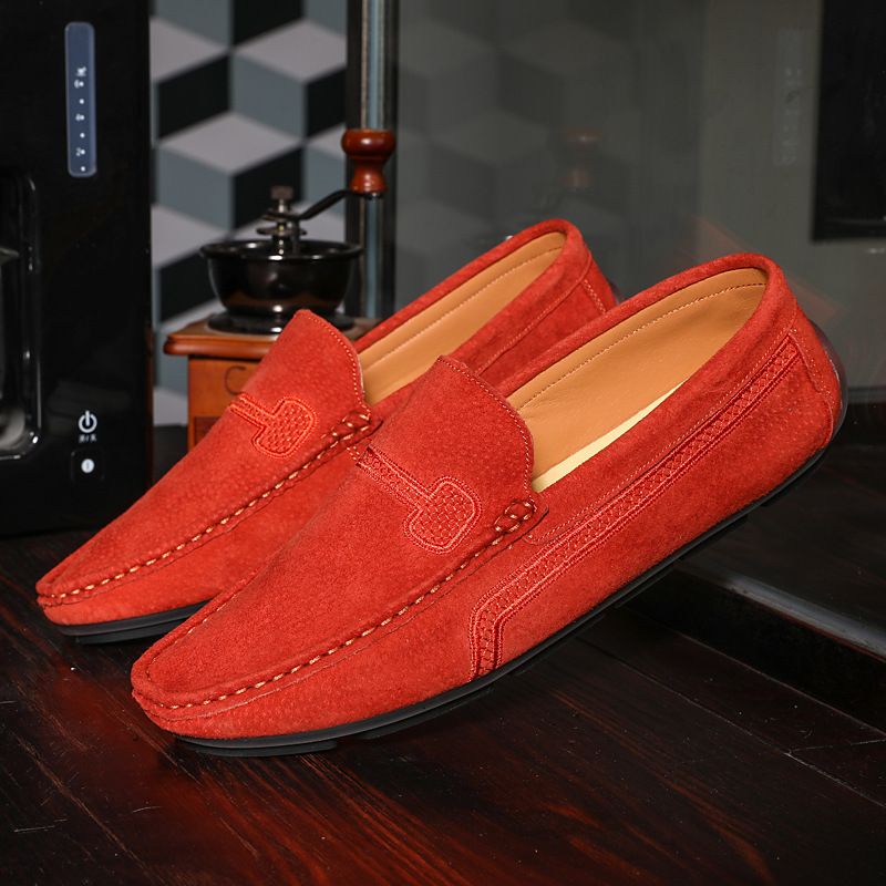 Stor Størrelse Slip-on Loafers Læder Ærter Sko Afslappet Trendy Herresko Retro Køresko Ny