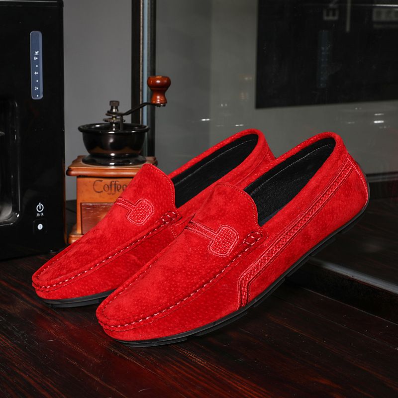 Stor Størrelse Slip-on Loafers Læder Ærter Sko Afslappet Trendy Herresko Retro Køresko Ny