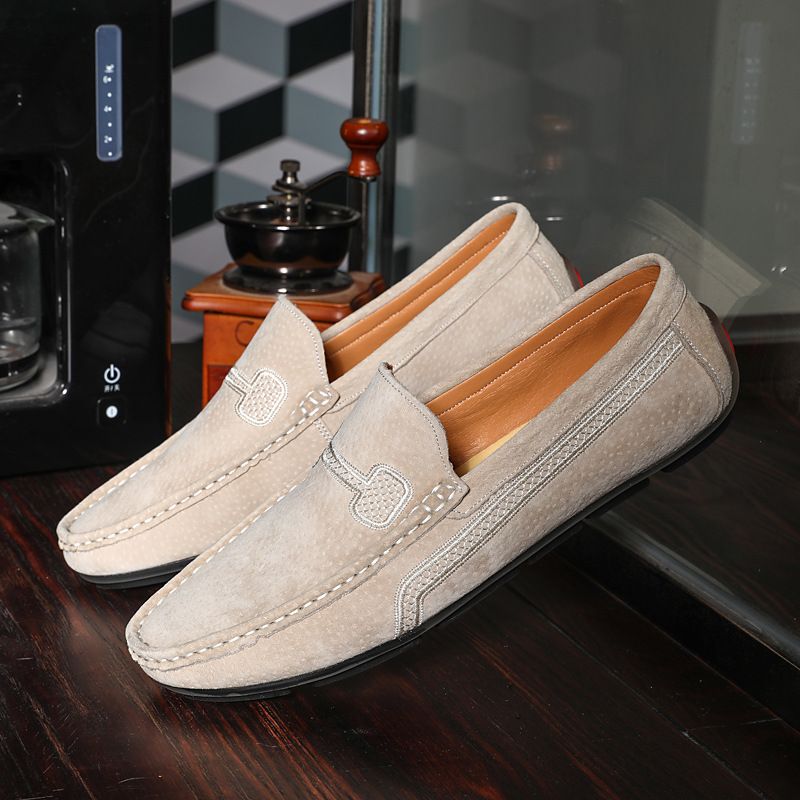 Stor Størrelse Slip-on Loafers Læder Ærter Sko Afslappet Trendy Herresko Retro Køresko Ny