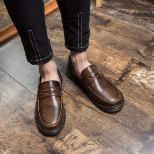 Trendy Sko Sommer Åndbare Mænds Store Hoved Kjole Sko Rund Tå Slip-on Fritidssko Mode Loafers