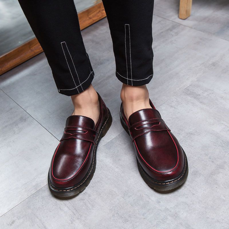 Trendy Sko Sommer Åndbare Mænds Store Hoved Kjole Sko Rund Tå Slip-on Fritidssko Mode Loafers