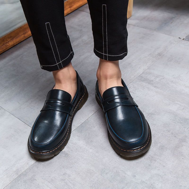 Trendy Sko Sommer Åndbare Mænds Store Hoved Kjole Sko Rund Tå Slip-on Fritidssko Mode Loafers