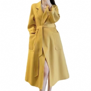 Water Ripple Wool Coat Dame Extended