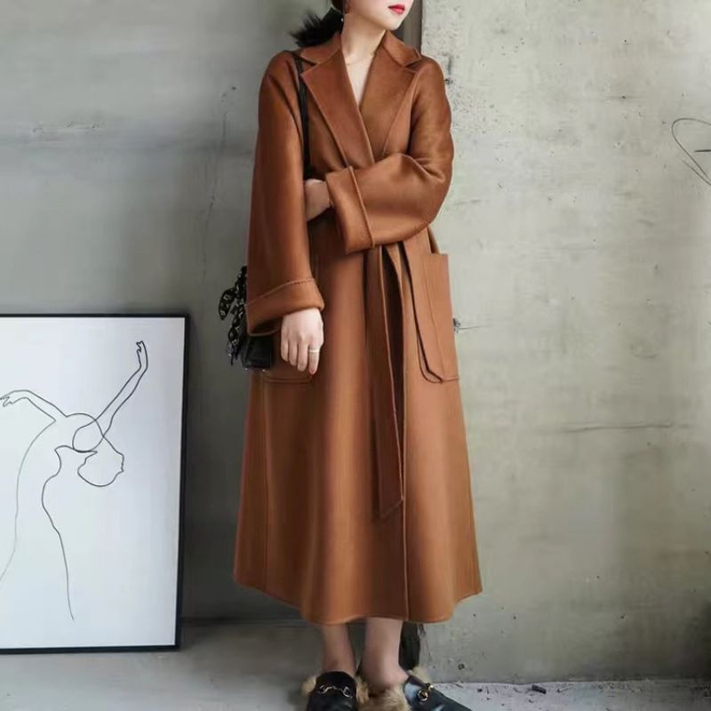 Water Ripple Wool Coat Dame Extended