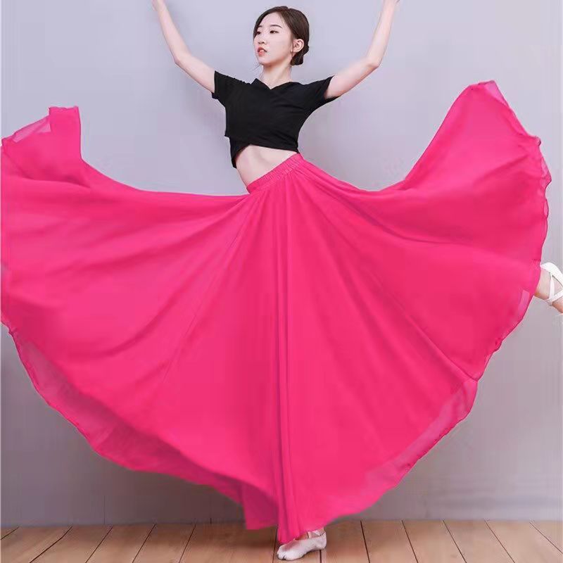 2023 Chiffon Dobbeltlags Nederdel Swing Casual Strand Lang