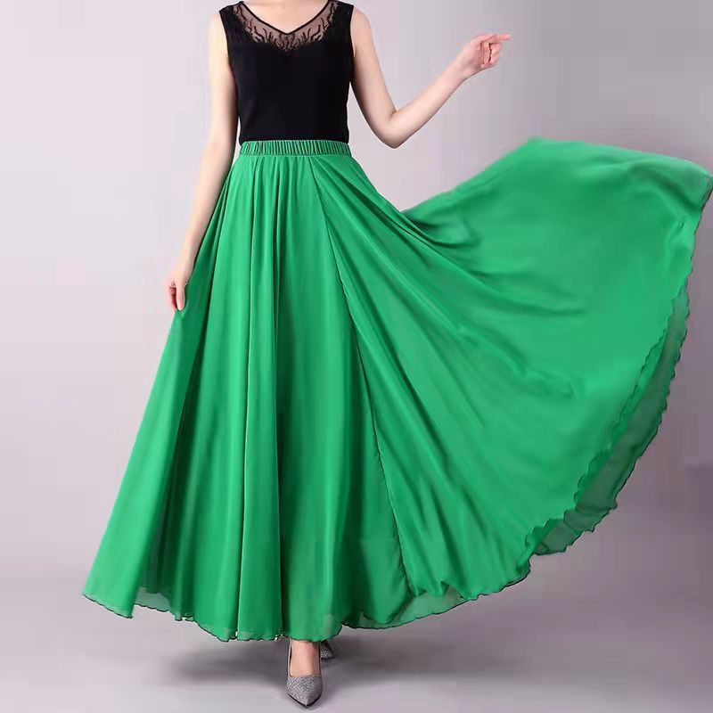 2023 Chiffon Dobbeltlags Nederdel Swing Casual Strand Lang