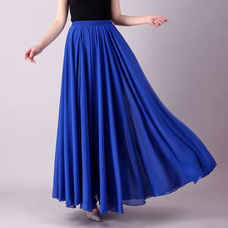 2023 Chiffon Dobbeltlags Nederdel Swing Casual Strand Lang