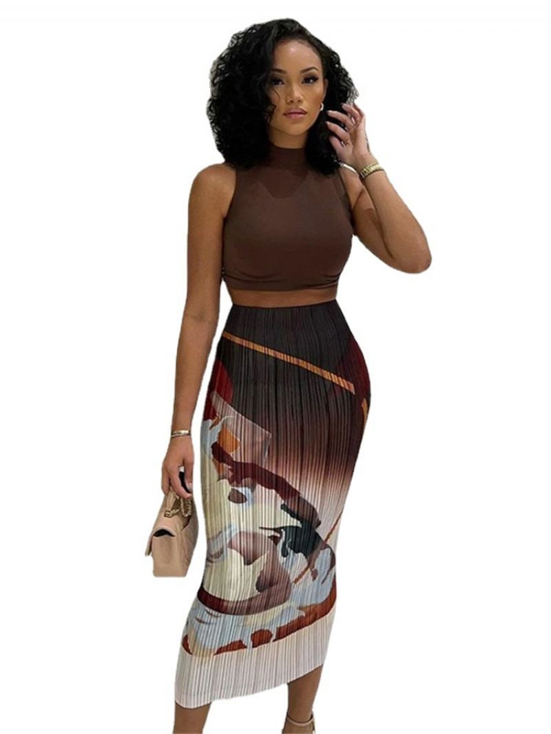 2023 Fashion Sexy Hang Strip Printed Nederdel Kvinde Elastik