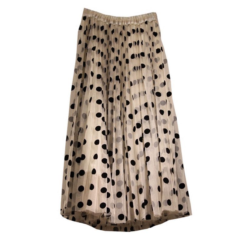 2023 Mesh Polka Dot Puffy Skirt Western Style Høj Talje