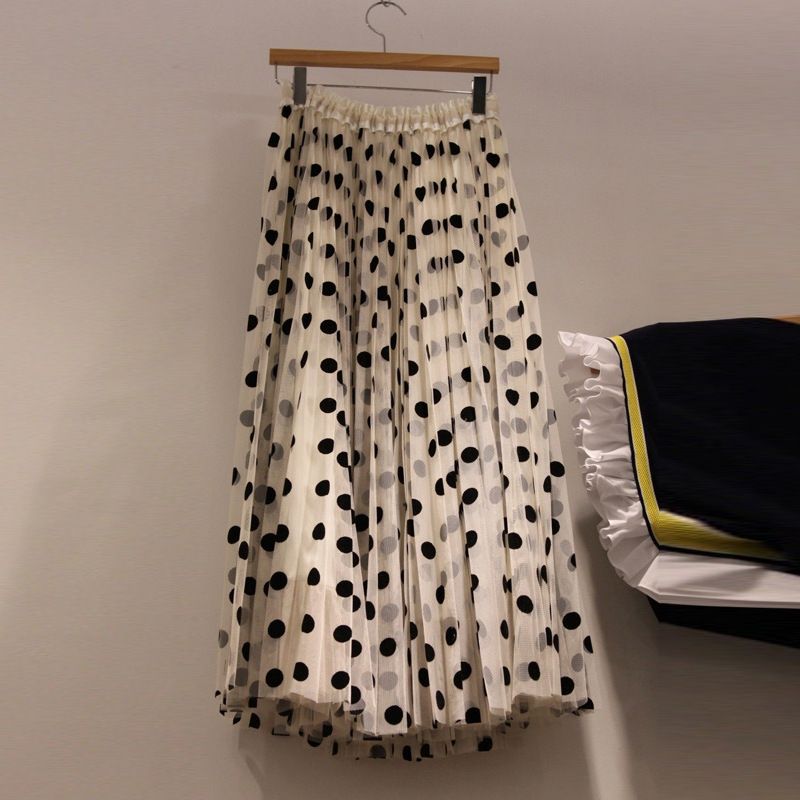 2023 Mesh Polka Dot Puffy Skirt Western Style Høj Talje