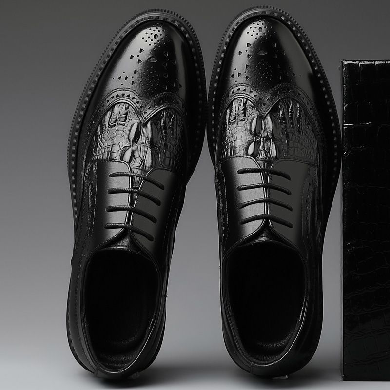 2023 Nye Efterår Mænds Sko Læder Business Casual Brogue Sko Kjole Sko High-end Bryllup Sko