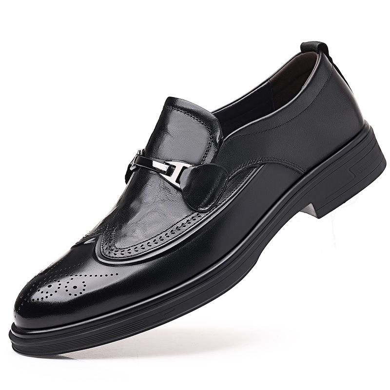 Brogue Sko Formelle Sko Herresko Nye Business Casual Sko Herre Læder Slip-on Åndbare Bryllup Sko