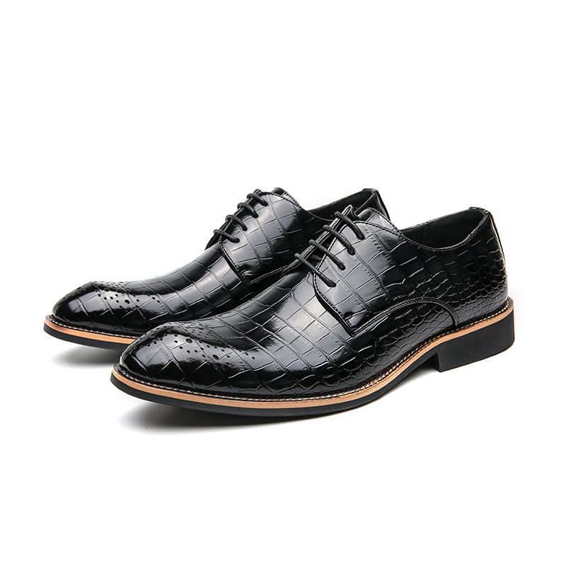 Business Casual Dress Shoes Mænds Plus Size Formelt Stone Mønster Oxford Sko Ensfarvet