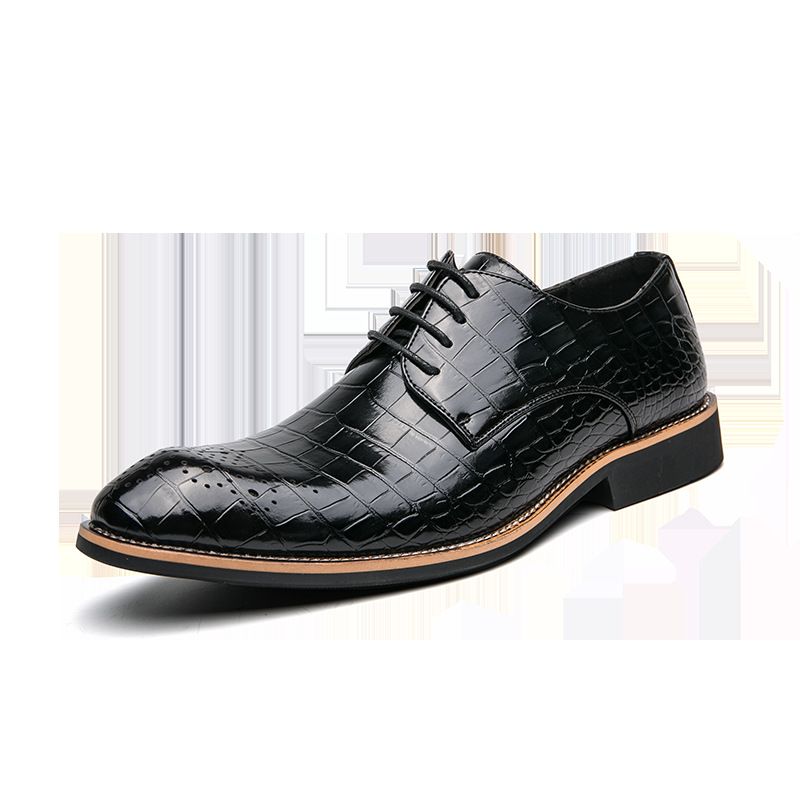 Business Casual Dress Shoes Mænds Plus Size Formelt Stone Mønster Oxford Sko Ensfarvet