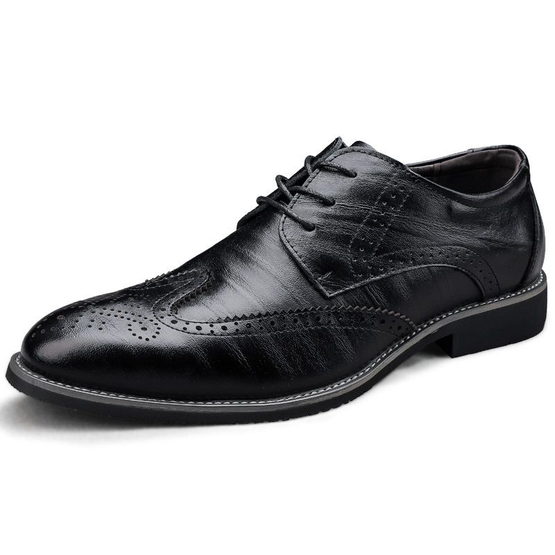 Herresko Brogue Sko Kjole Sko Business Casual Sko Stor Størrelse Forår Lav Top Udskåret Læder Overflade Gentleman