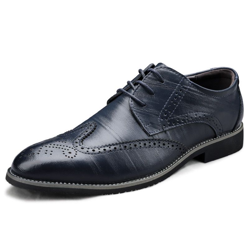 Herresko Brogue Sko Kjole Sko Business Casual Sko Stor Størrelse Forår Lav Top Udskåret Læder Overflade Gentleman