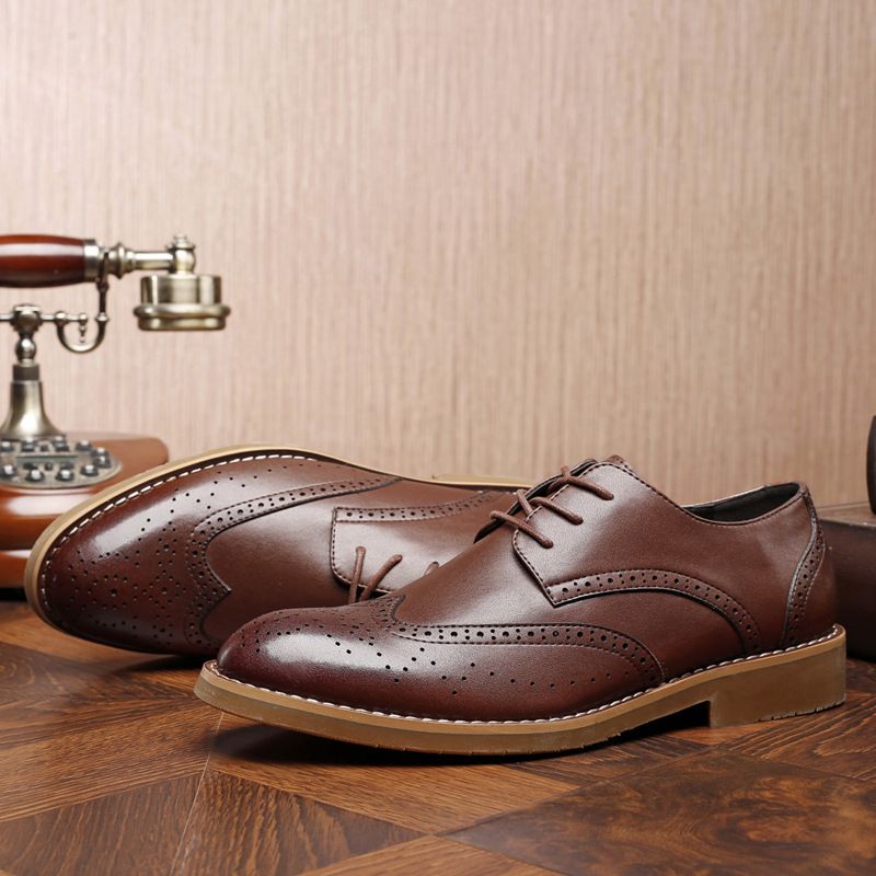 Kæde Nye Udskåret Kjole Sko Trendy Brogue Sko Business Casual Retro Herresko