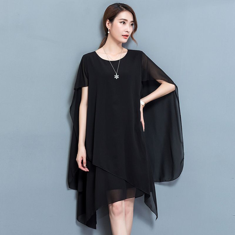 Løs Chiffon Kjole Cape