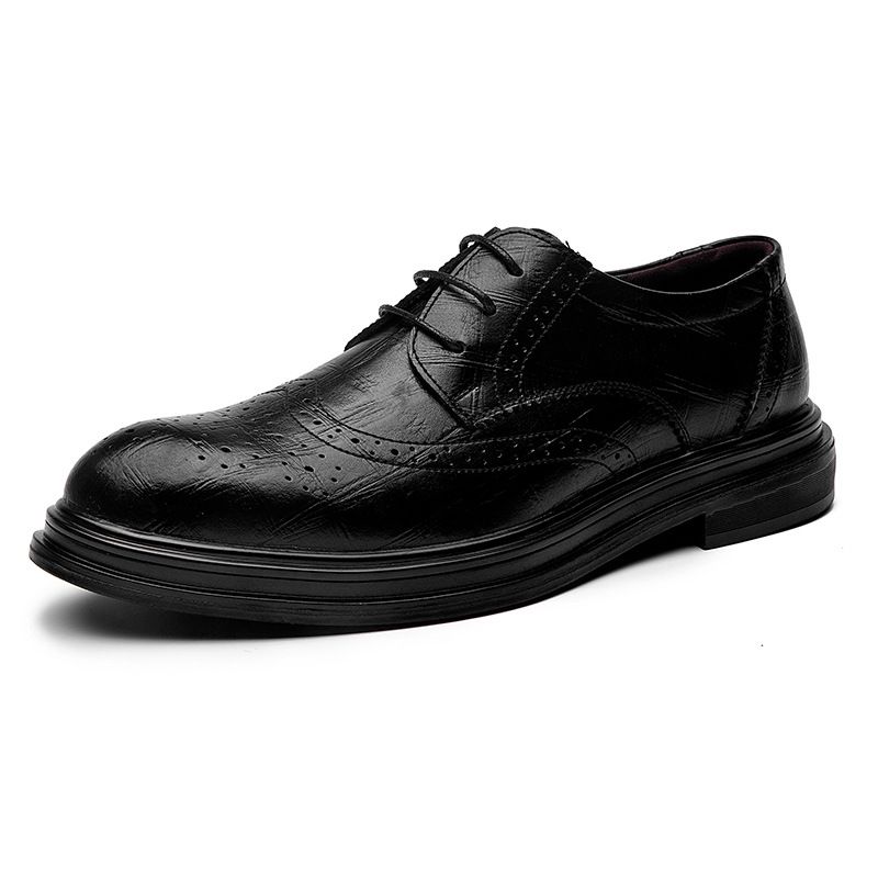 Mænds Kjole Sko Ny Forår Ungdom Sort Business Casual Trend Brogue Sko Udskåret