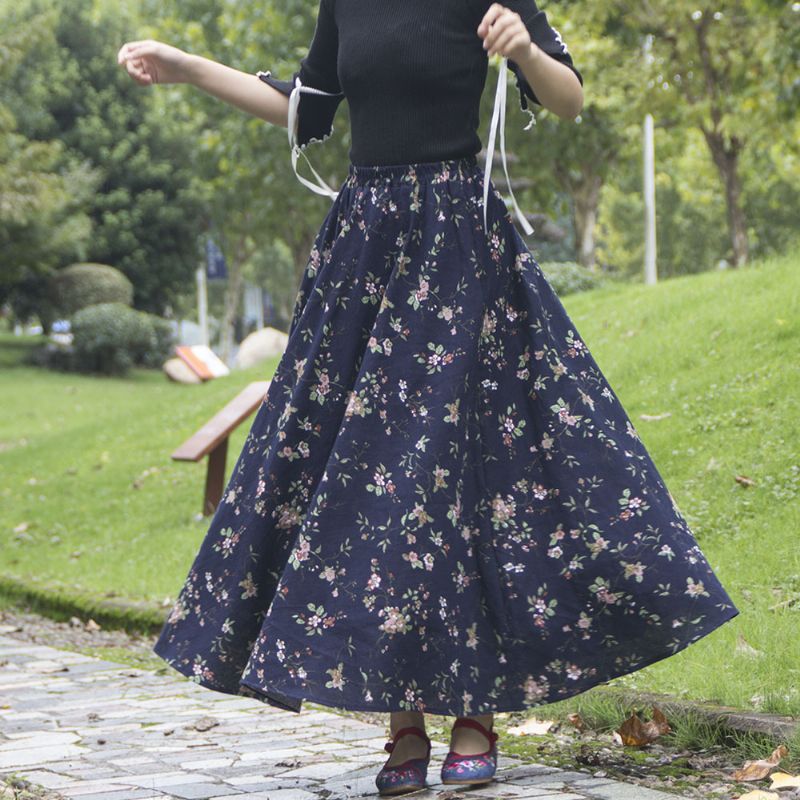 Nederdele Lange Af Hør Posey Blomsterstrandkjoler