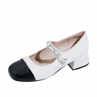 Ny Stil Baotou-sandaler Med Tyk Hæl Med Firkantet Tåspænde Til Kvinders Flade Sko