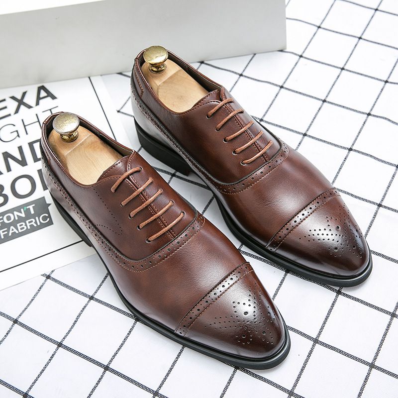 Plus Size Business Casual Oxford Sko Sort Kjole Sko Mode Brogues Udskårne Sko Bryllup Sko