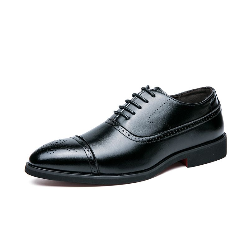 Plus Size Business Casual Oxford Sko Sort Kjole Sko Mode Brogues Udskårne Sko Bryllup Sko