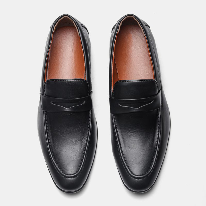 Sommer Nyt Sæt Fødder Business Herresko Afslappet Spidstå Formel Kjole Loafers Slip-on Sort Sko Mandlige