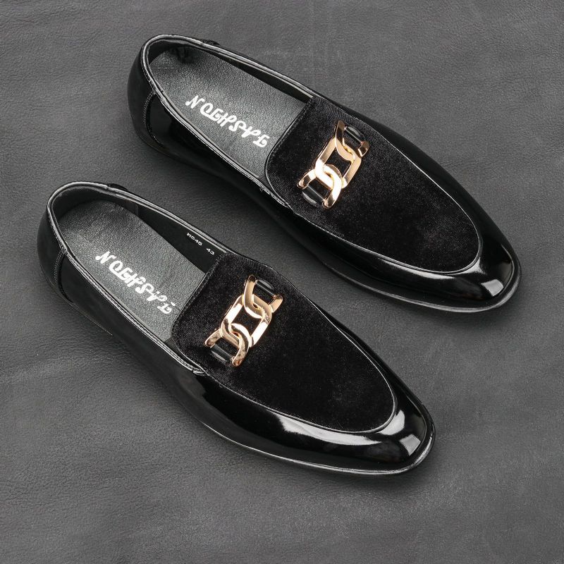 Sommer Nyt Sæt Fødder Business Herresko Afslappet Spidstå Formel Kjole Loafers Slip-on Sort Sko Mandlige