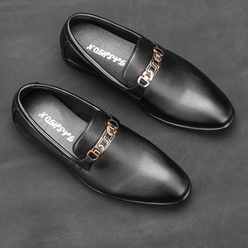 Sommer Nyt Sæt Fødder Business Herresko Afslappet Spidstå Formel Kjole Loafers Slip-on Sort Sko Mandlige