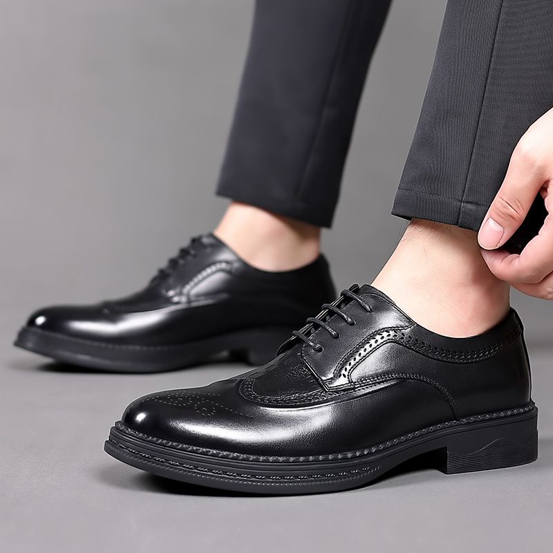 Spring Business Casual Dress Sko Herre Læder Brogue Sko Herresko