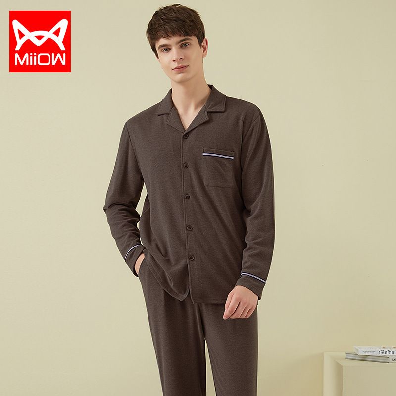 Herrepyjamas Ensfarvet Cardigan Loungewear